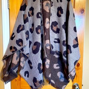 Animal Print Poncho One Size